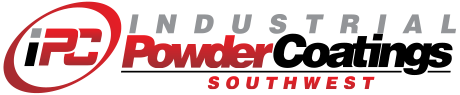 A red and black logo for the powder coat south.